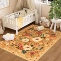 3x5 Area Rug Floral Low Pile Washable Rug - Soft Non-Slip