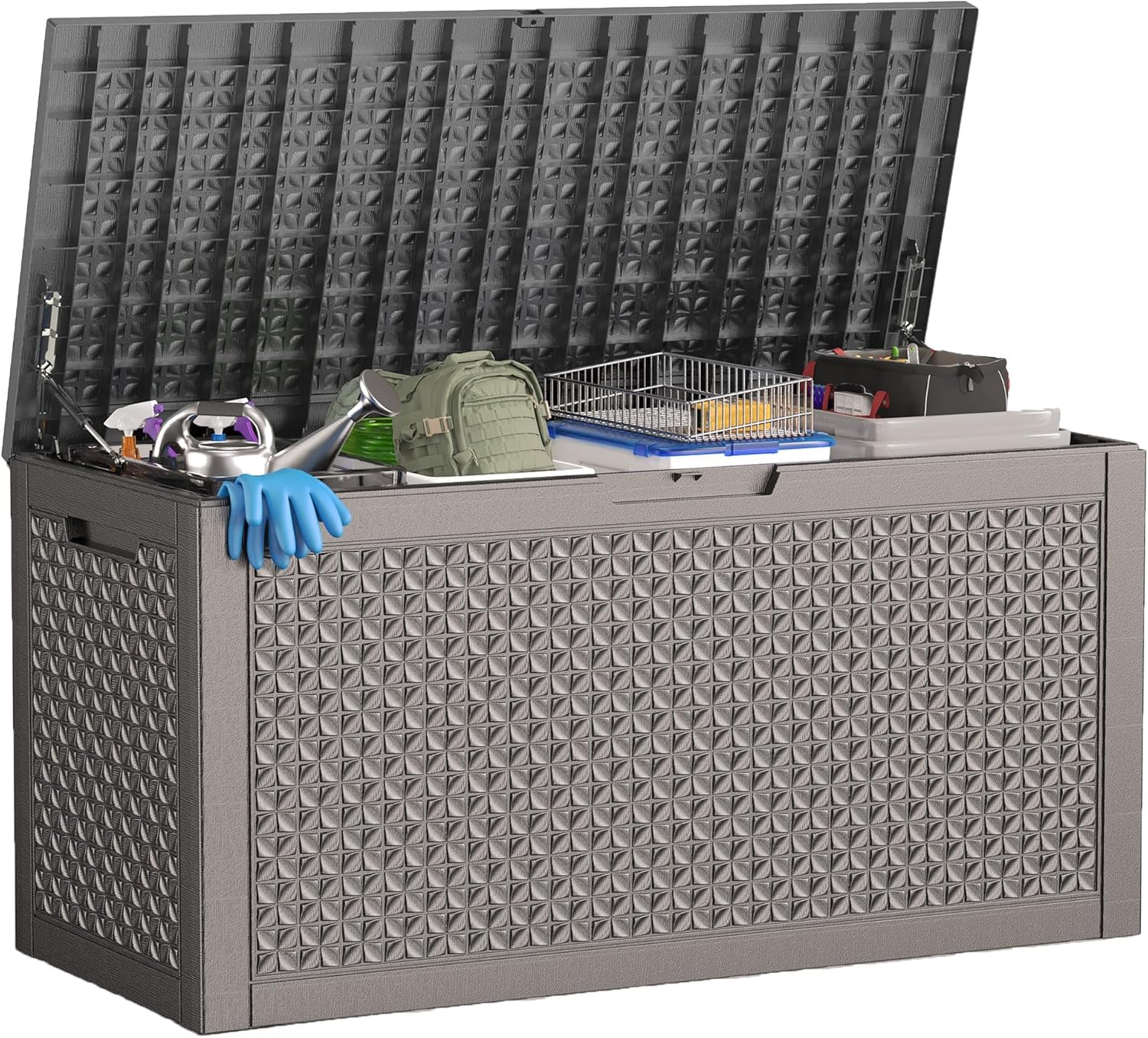 ROJIK Outdoor Storage Housing Deck Box - Waterproof 100 Gal