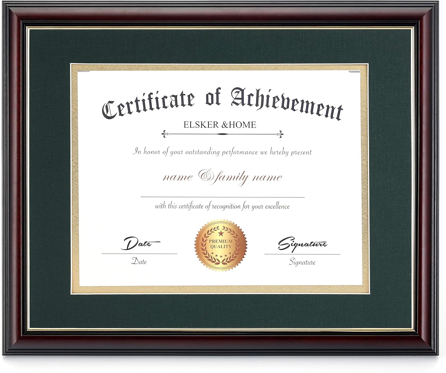 ELSKER&HOME 8.5x11 Diploma Frame with Green Mat for Certificates
