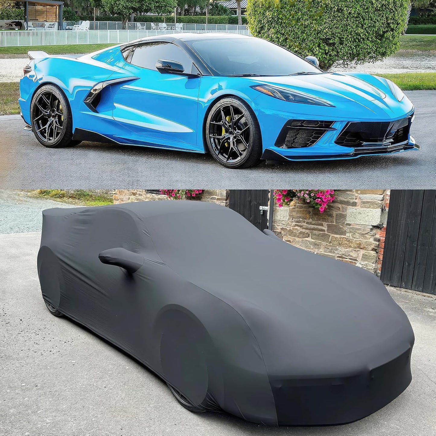 DREAMOTOR Waterproof PU Leather Car Cover for Corvette C8: All-Weather Protection