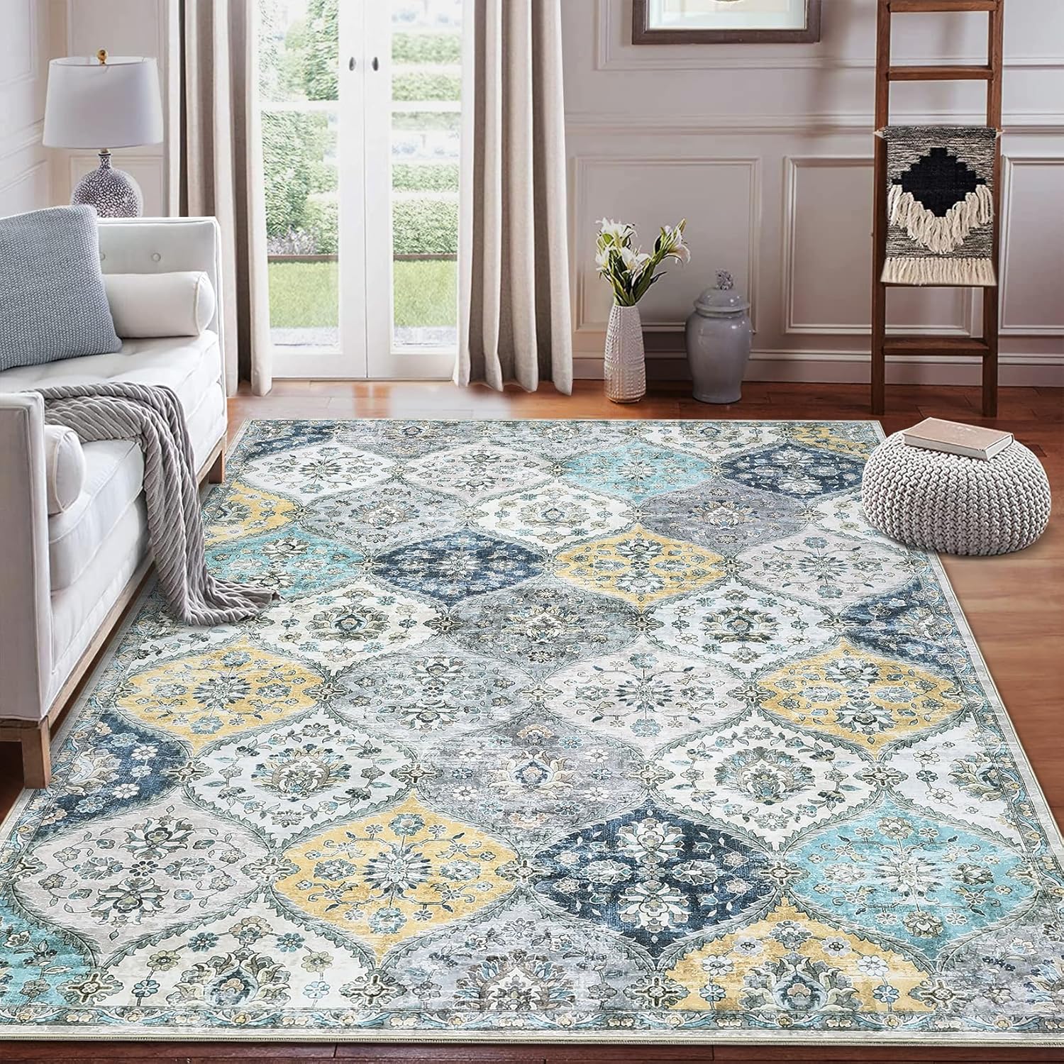 10x13 Area Rug Moroccan Trellis Vintage Design for Living Room