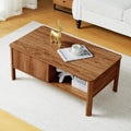 Mid-Century Wood Coffee Table - Dual Shelf Storage