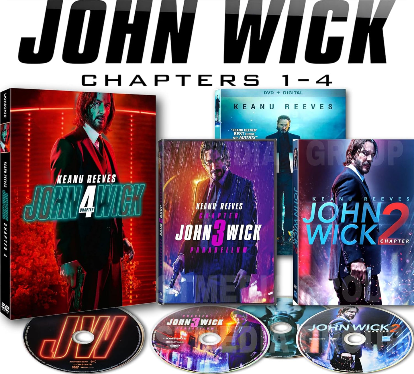 John Wick: 4-Film Collection DVD Set for Action Movie Lovers