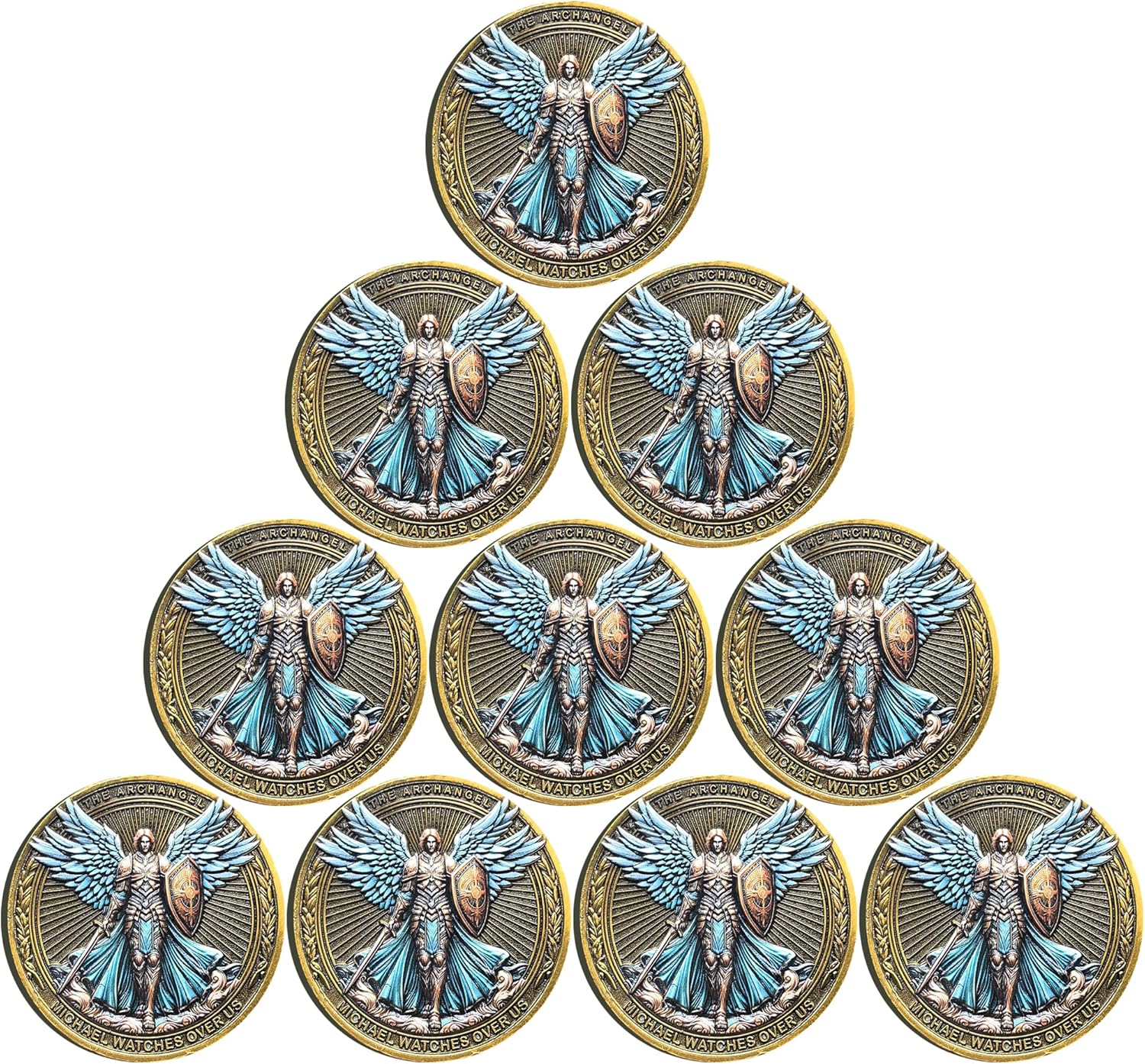 The Archangel Michael Watches Over Us Challenge Coin Pack of 10
