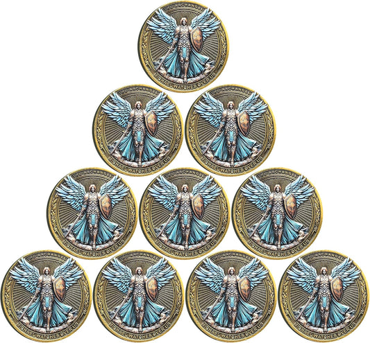 The Archangel Michael Watches Over Us Challenge Coin Pack of 10