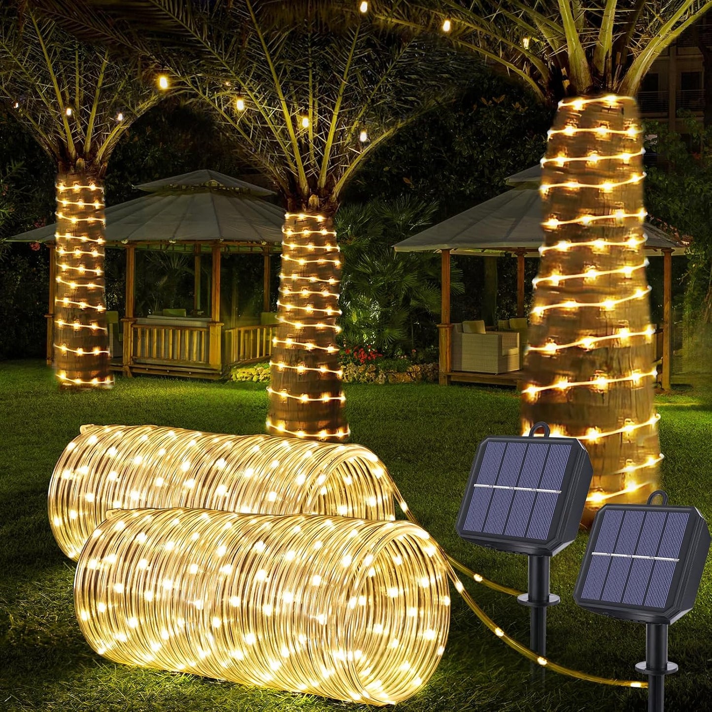Solar Rope Lights for Outdoor Decor - 132ft 400LED Warm White
