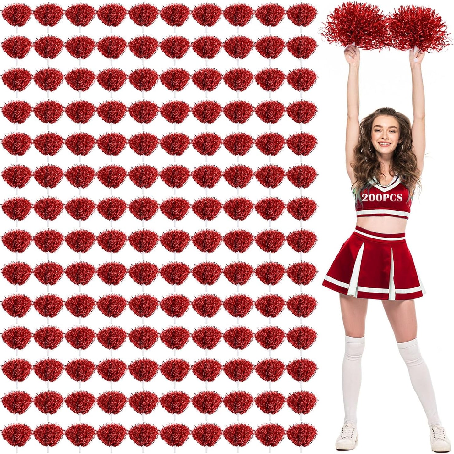 Bulk Metallic Cheerleading Pom Poms for Sports and Dance Events