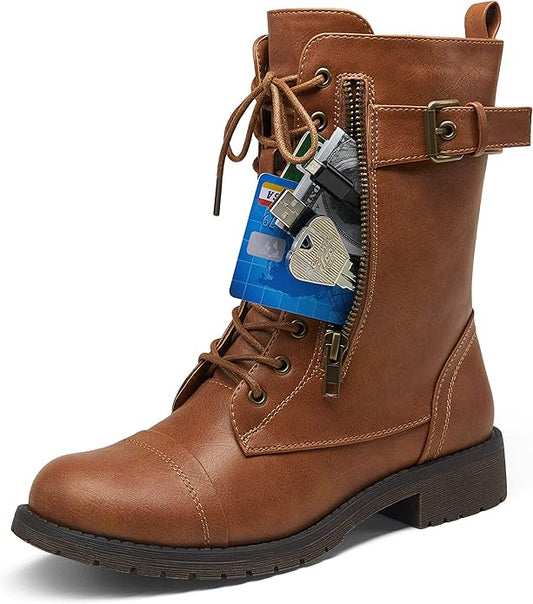 Vepose Women's 928 Military Combat Boots with Card Knife Pocket
