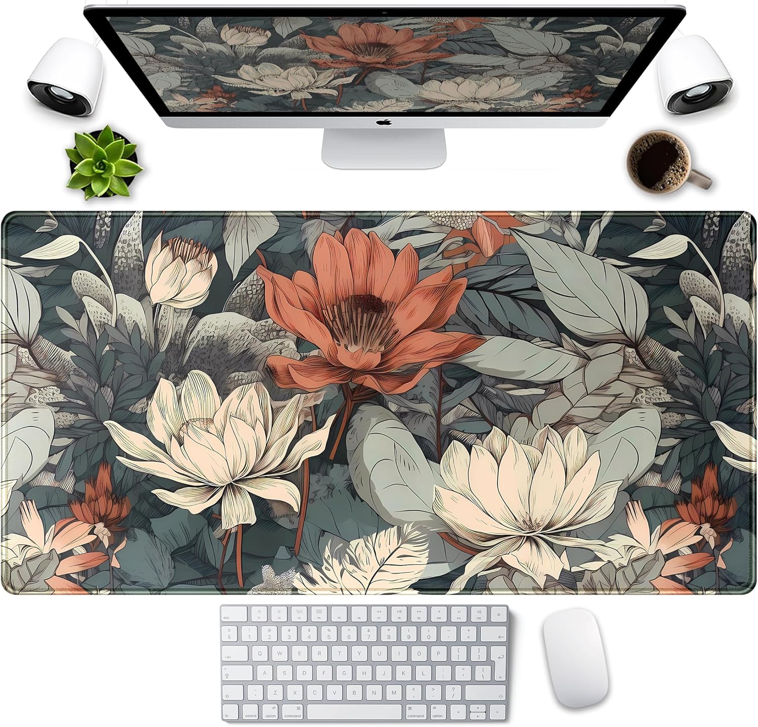 Vintage Floral XXL Gaming Mouse Pad - Max Desk Coverage!
