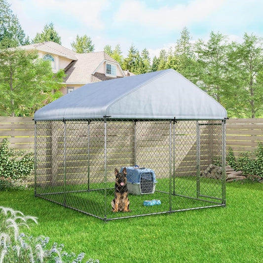 Large Outdoor Dog Kennel with Safety Locks and Waterproof Cover
