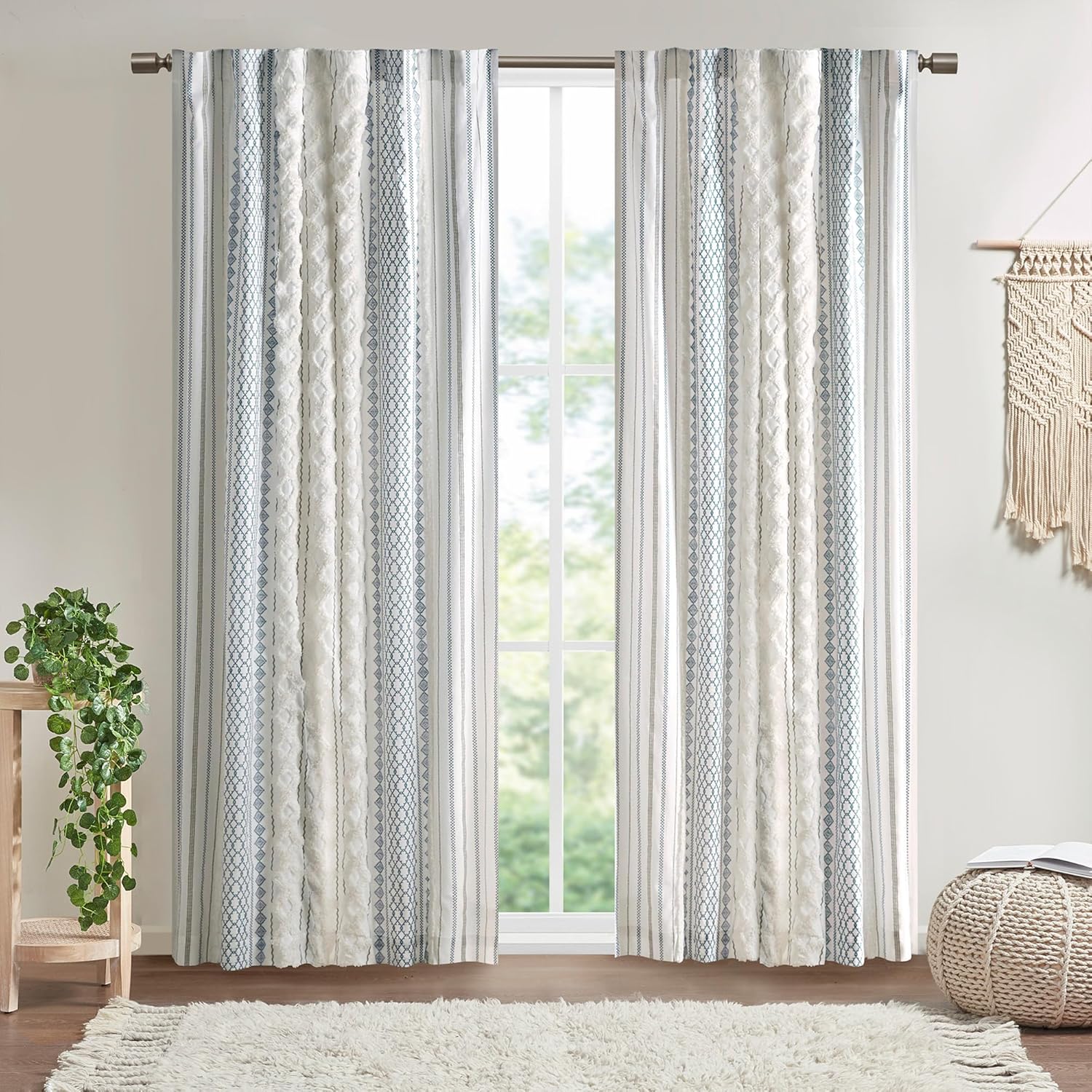 Boho Curtains for Bedroom by INK+IVY - Modern Farmhouse Style