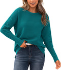 Fall Sweaters for Women Casual Long Sleeve Ribbed Crew Neck Pullover