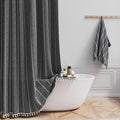 BTTN Extra Long Shower Curtain 72x84 - Boho Chic Tassel Linen