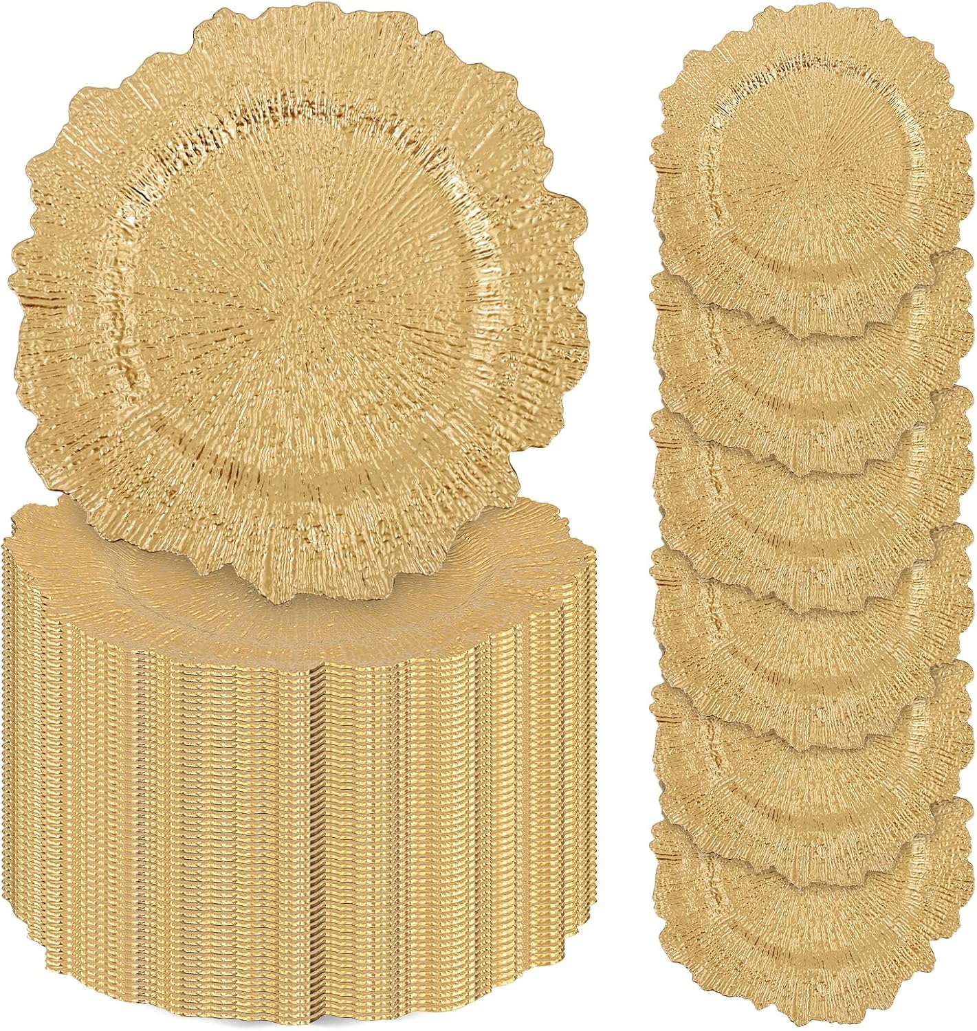 100 Pcs Gold Charger Plates for Elegant Table Settings
