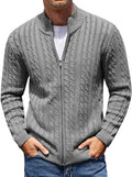 COOFANDY Men's Full Zip Cable Knit Cardigan Sweater - Warm Everyday