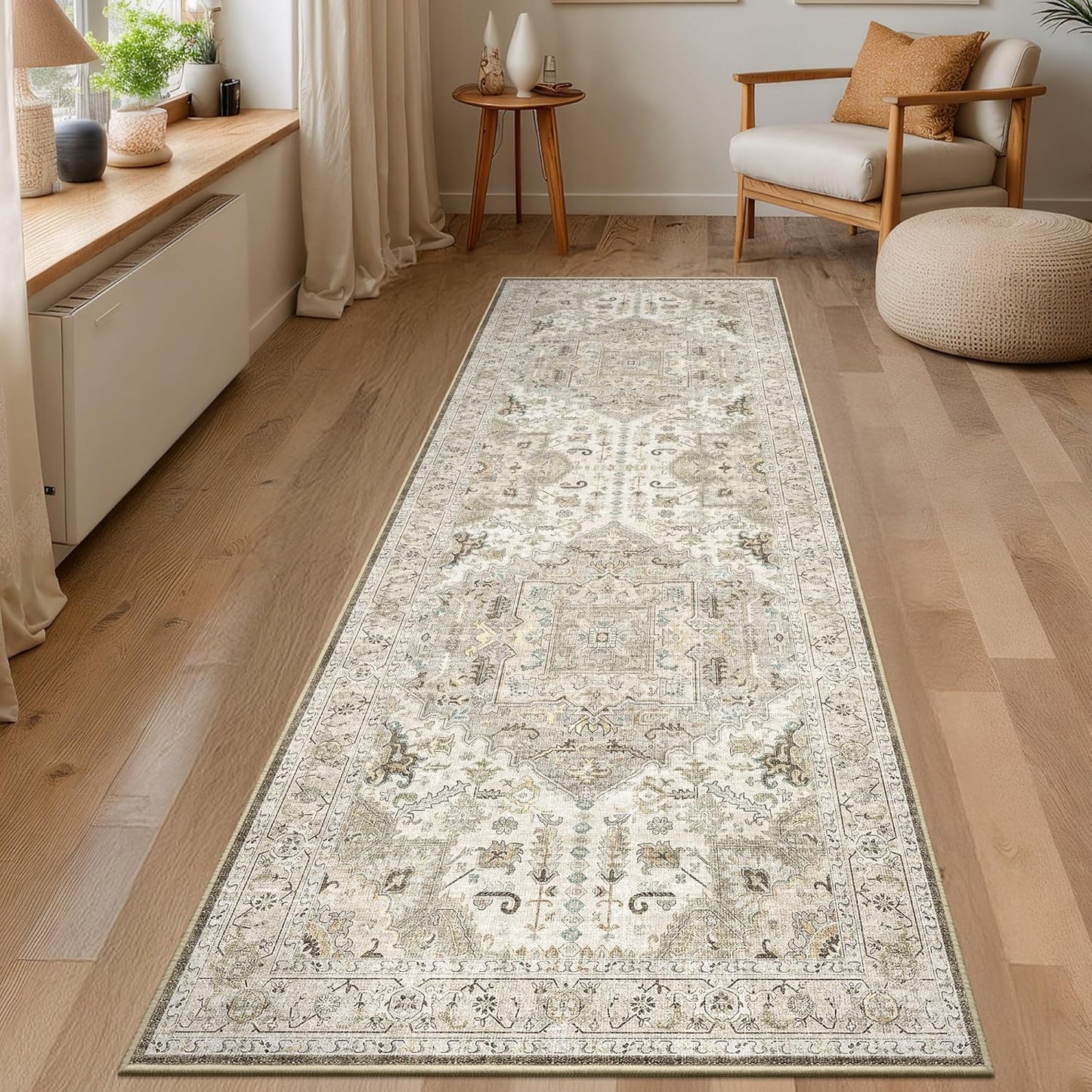 2ft 6inx8ft Washable Hallway Runner Rug - Vintage Soft Mat