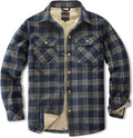 Men's Sherpa Lined Cotton Flannel Shirt Jacket Plaid - Warm