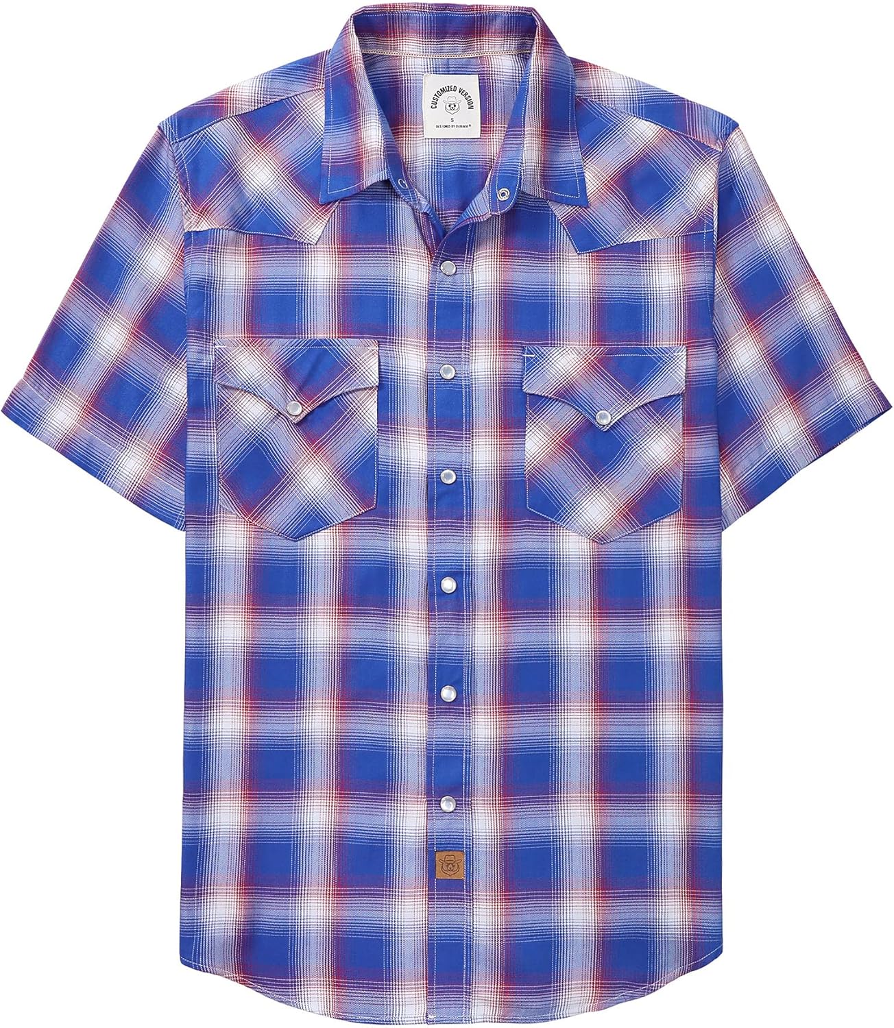 Dubinik Mens Short Sleeve Western Cowboy Plaid Snap Shirts