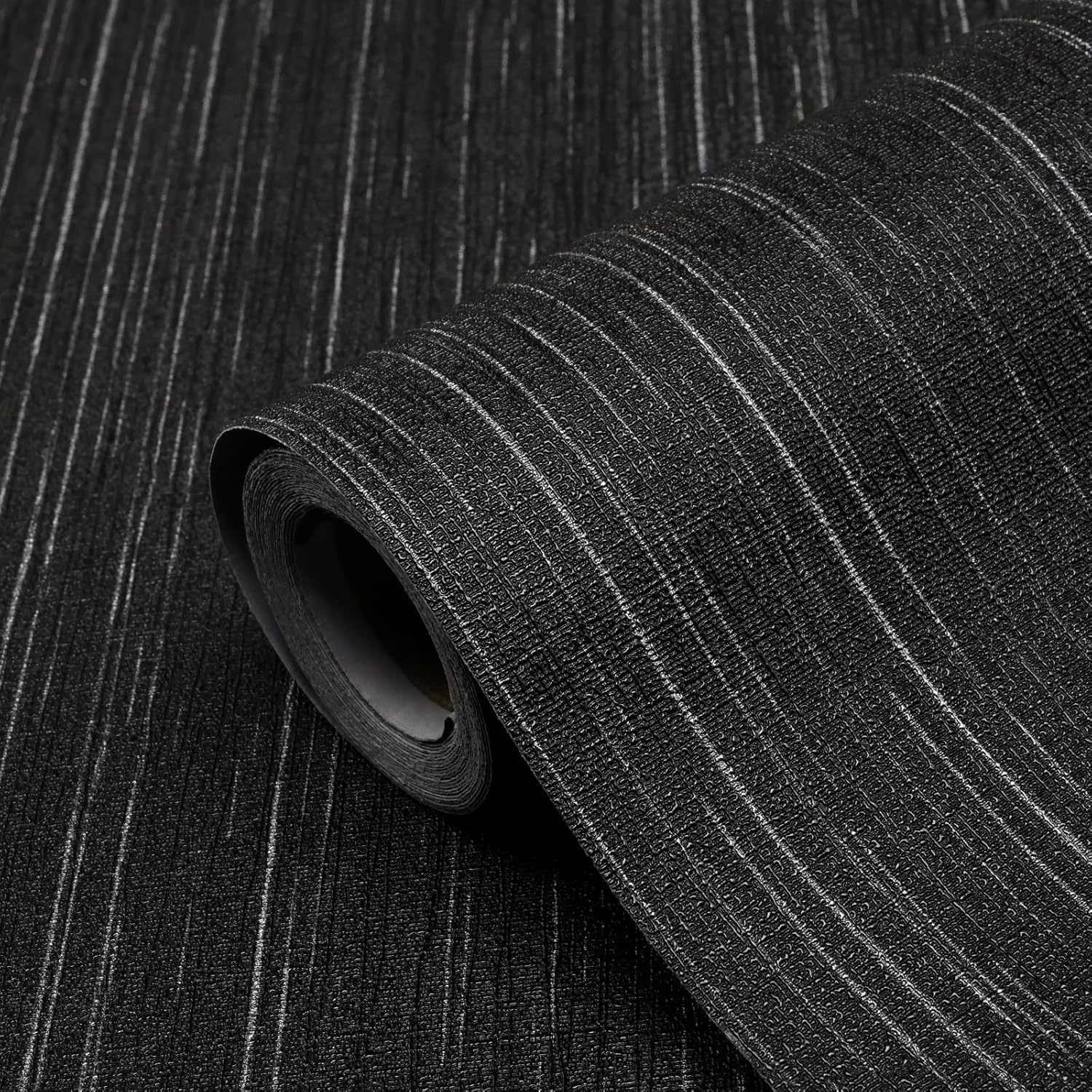 Black Grasscloth Peel and Stick Wallpaper for Home Decor