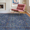 Dining Room Rugs for Under Table - 6x9 Washable Dark Blue Oriental Rug