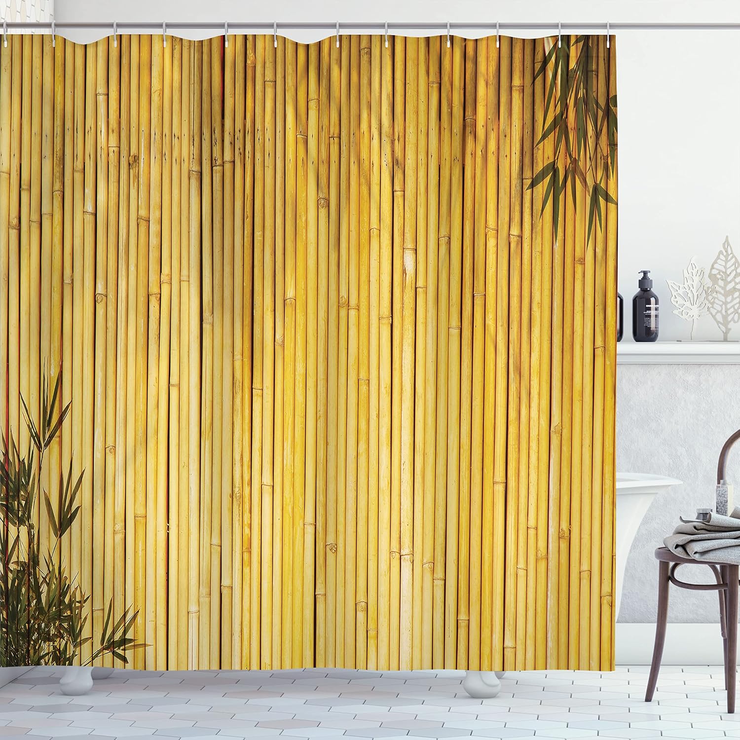 Bamboo Print Shower Curtain - Nature-Inspired Bathroom Refresh