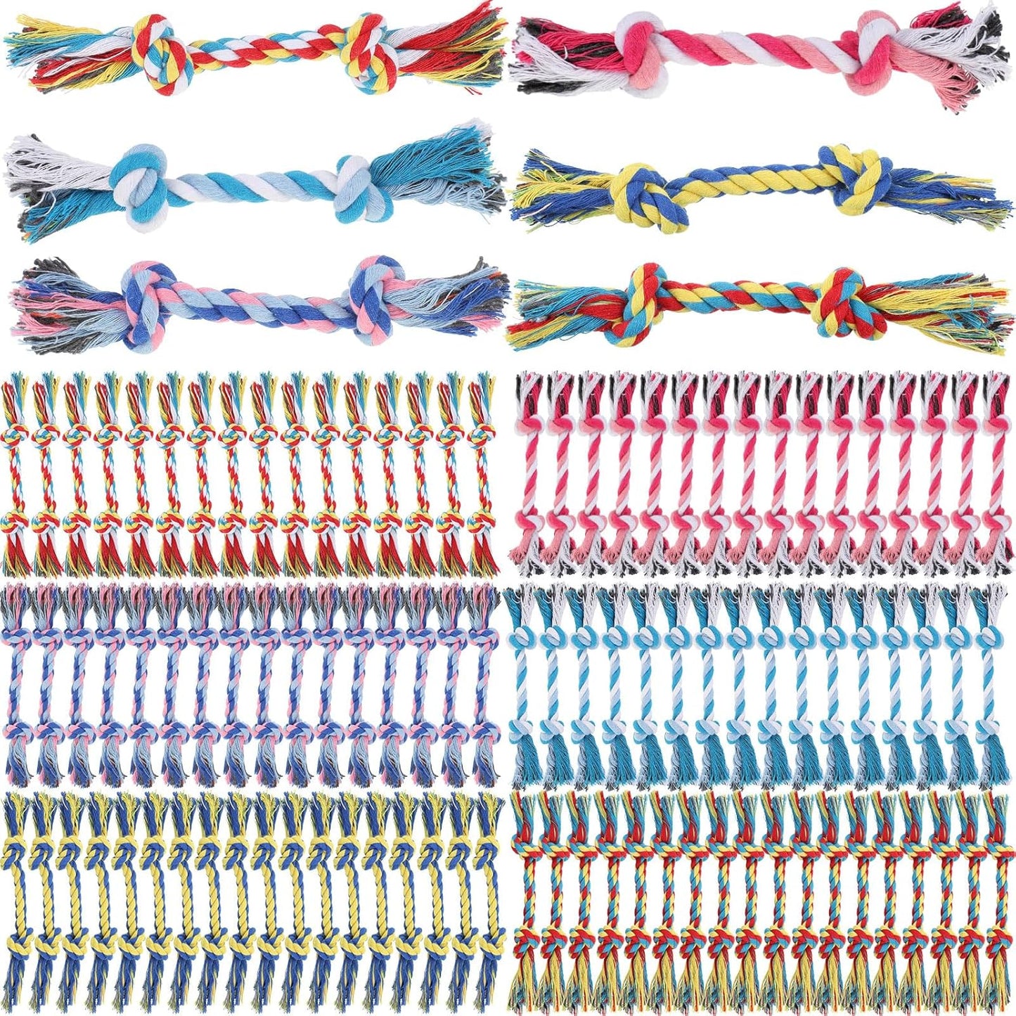 100 Pieces Knot Rope Dog Toys for Small and Medium Dogs