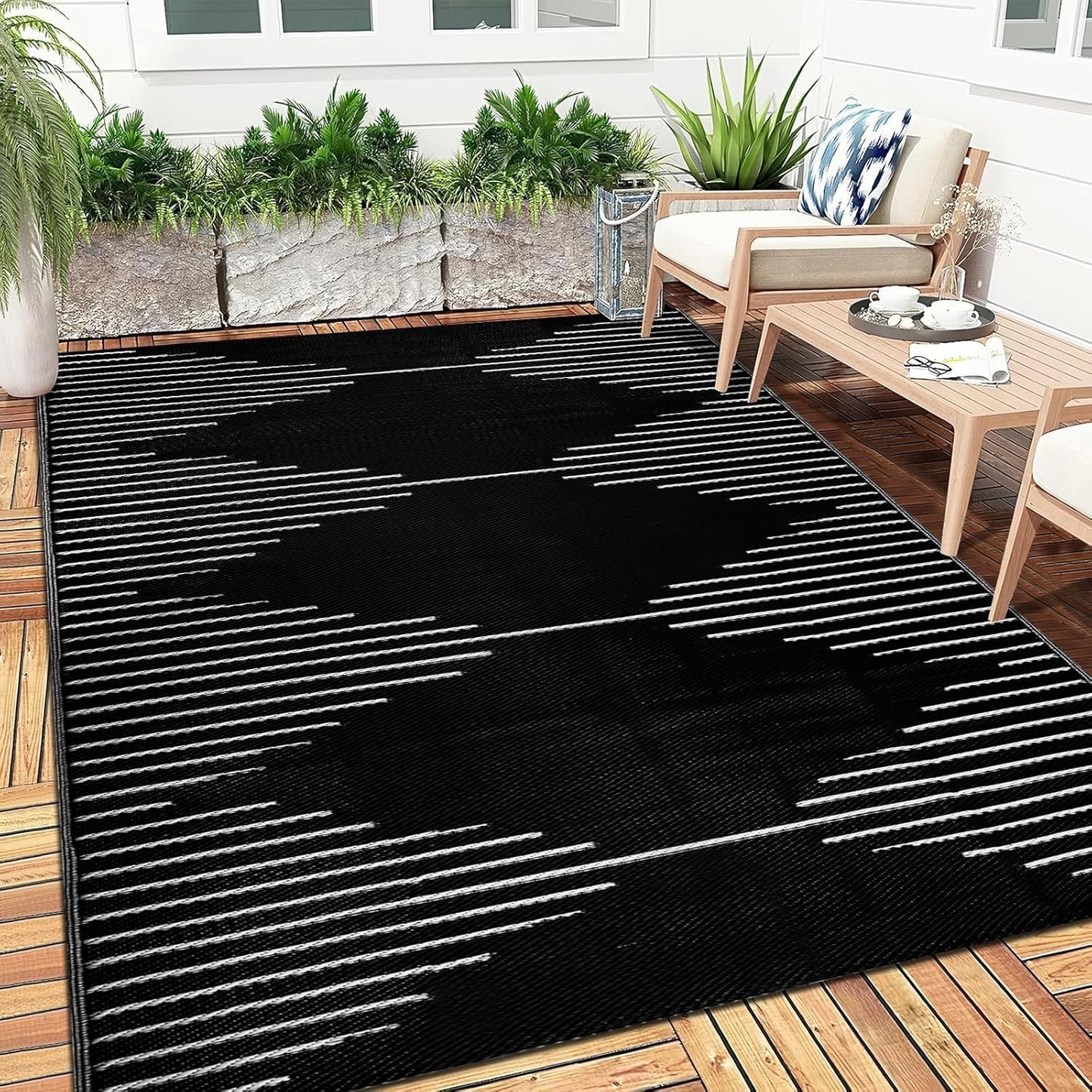 Falflor Outdoor Rug 8x10 ft Waterproof Reversible Plastic Mat