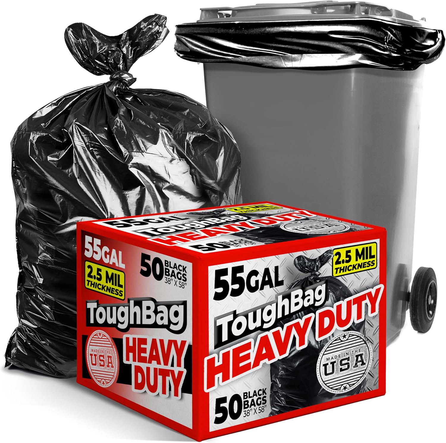 ToughBag 55 Gallon Trash Bags - Heavy Duty Contractor Liners