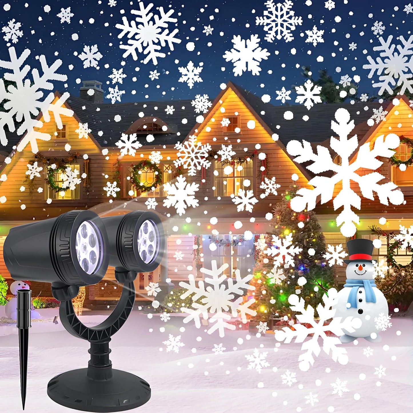 FABILERI Dual-Head Snowflake Light: Outdoor Magic!