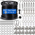 250FT 1/8 in Black Wire Rope Kit - Heavy Duty String Light & Hanging