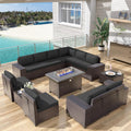 Kurapika Black 13-Piece Patio Conversation Set with 43in Fire Pit