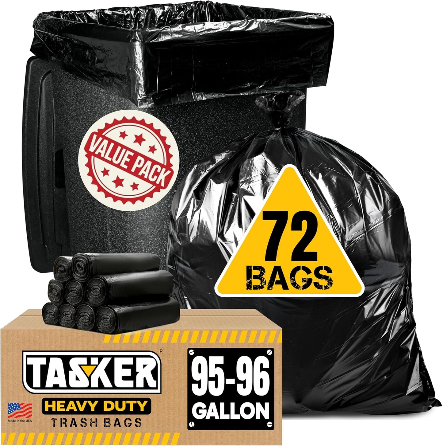 95 Gallon Trash Bags Heavy Duty - Extra Large Black Can Liners