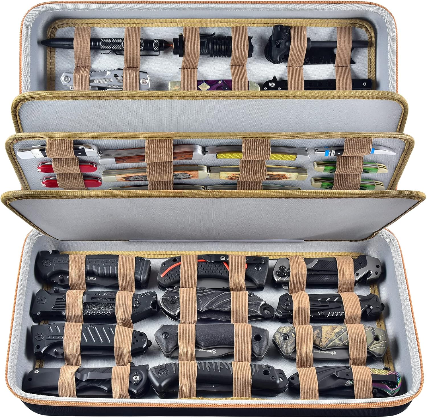Knife Display Case for 64+ Pocket Knives - Organizer Holder