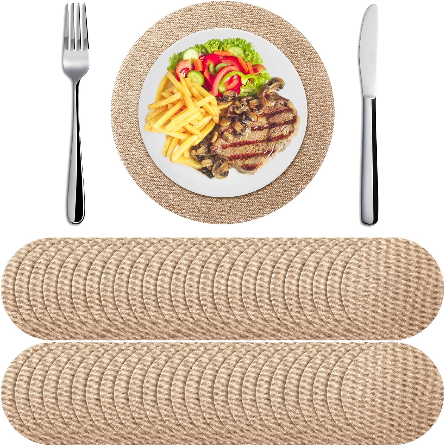 Mifoci 100 Pieces Fall Burlap Placemats for Rustic Decor
