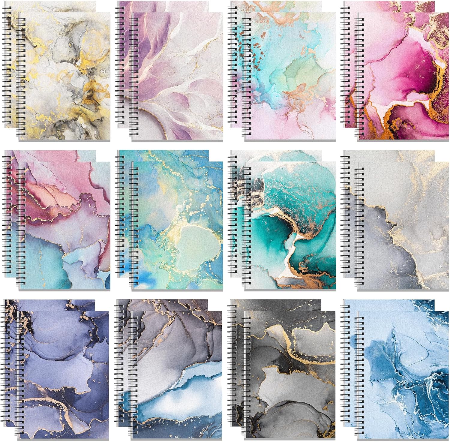 Fuutreo 24 Pcs Spiral Notebook Set for Work and School Use