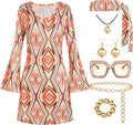 70s Disco Outfit Women - 7 PCS Costume for Halloween Fun