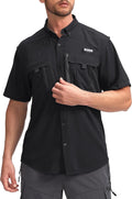 Pudolla Mens Fishing Shirts Short Sleeve Button-Down - UPF50+ Cool