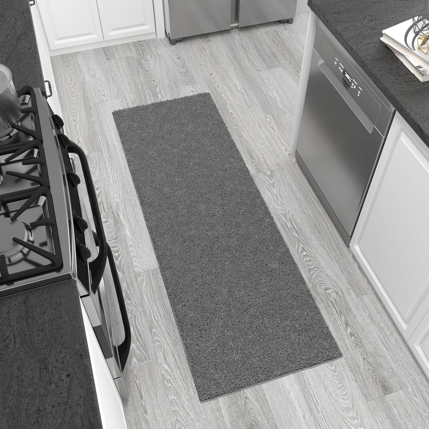 Ottomanson 3ft x 8ft Shaggy Runner Rug - Plush Non-Slip Carpet