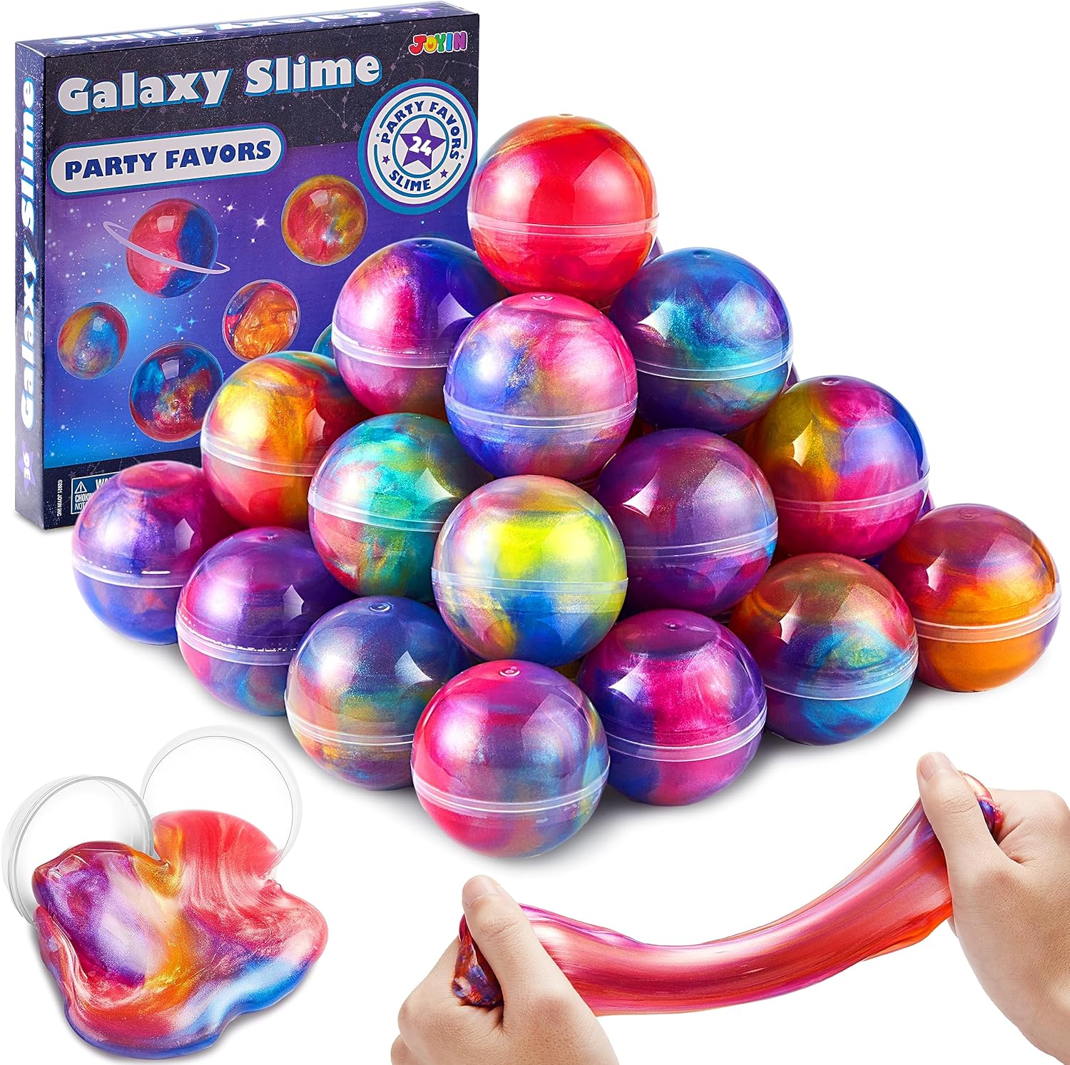 24 Pack Galaxy Slime Ball - Stress Relief & Mess-Free Fun!