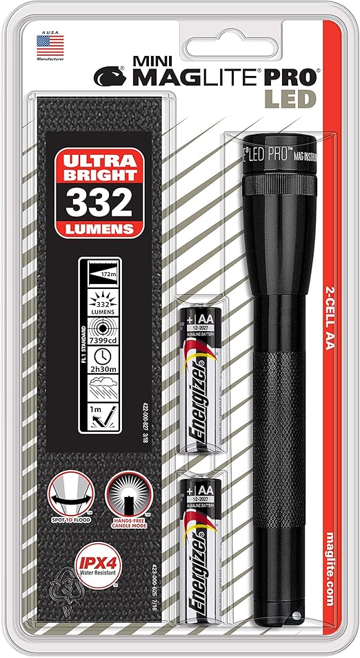 Maglite Mini PRO LED 2-Cell AA Flashlight with Holster - Black