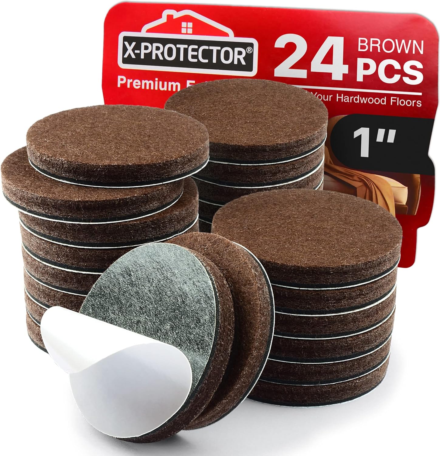 X-Protector Brown Felt Pads - Prevent Furniture Scratches!