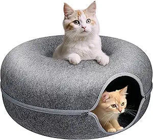 Peekaboo Cat Cave for Multiple Cats - Cozy Cat Tunnel Bed