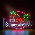 24in Its 5 00 Oclock Some Where Large Neon Sign for Wall Decor