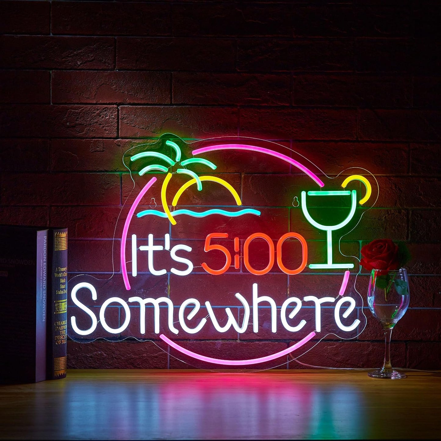 24in Its 5 O'clock Some Where Neon Sign for Wall Decor