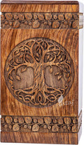 Handcarved Wooden Cremation Urn - Celtic Knot Tree of Life Tribute
