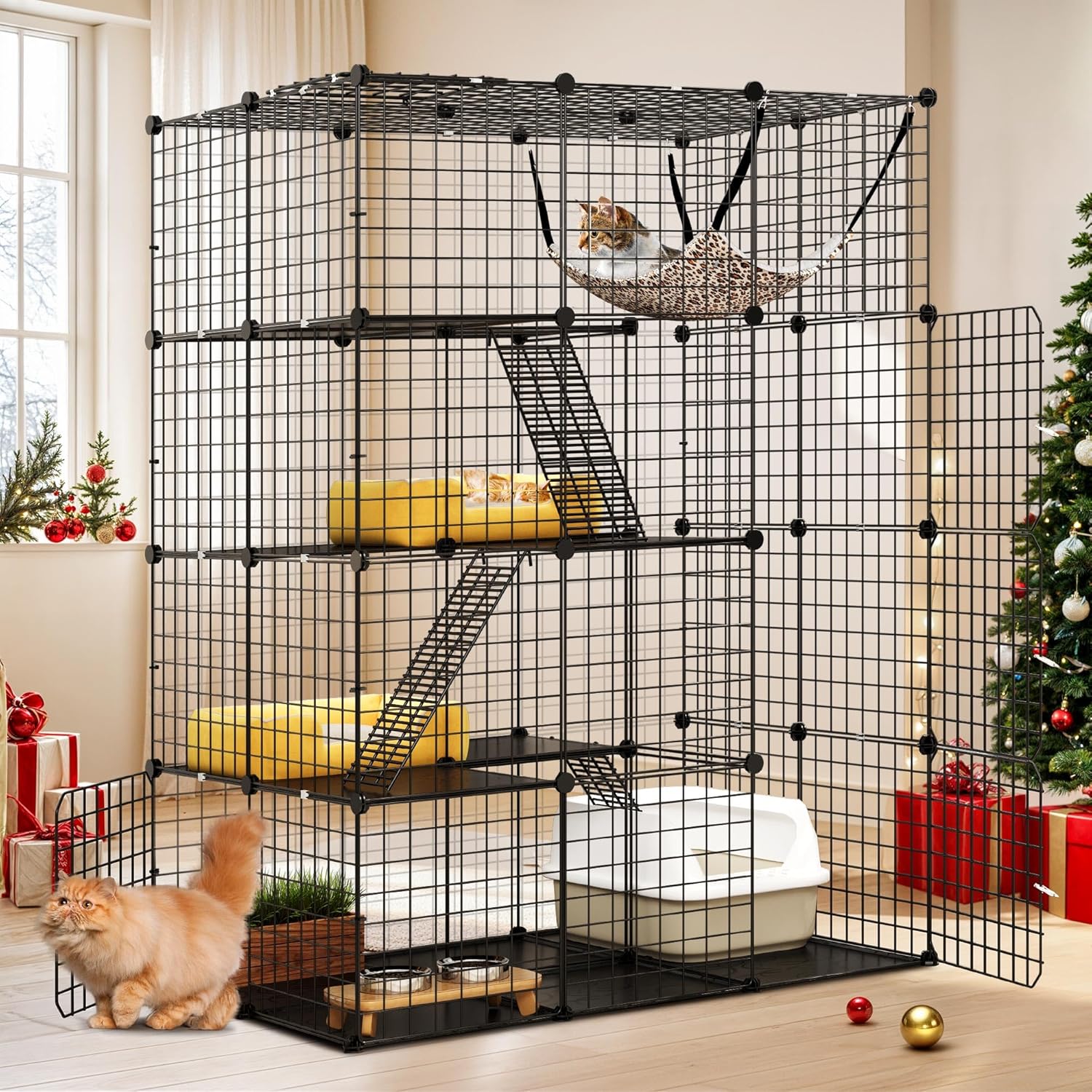 YITAHOME 4-Tier Indoor Cat Enclosure with Hammock for Cats