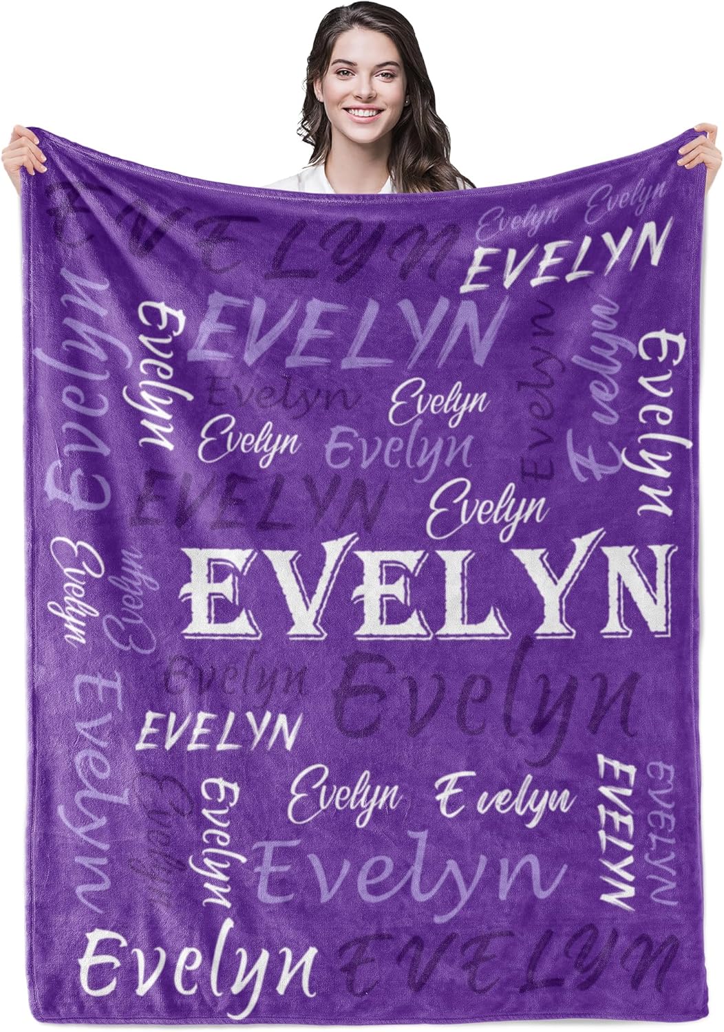 Personalized Custom Purple Theme Soft Flannel Fleece Throw Blanket