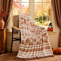 Boho Throw Blanket Terrcotta - Soft Tassel Flannel Throw (60 x 80)