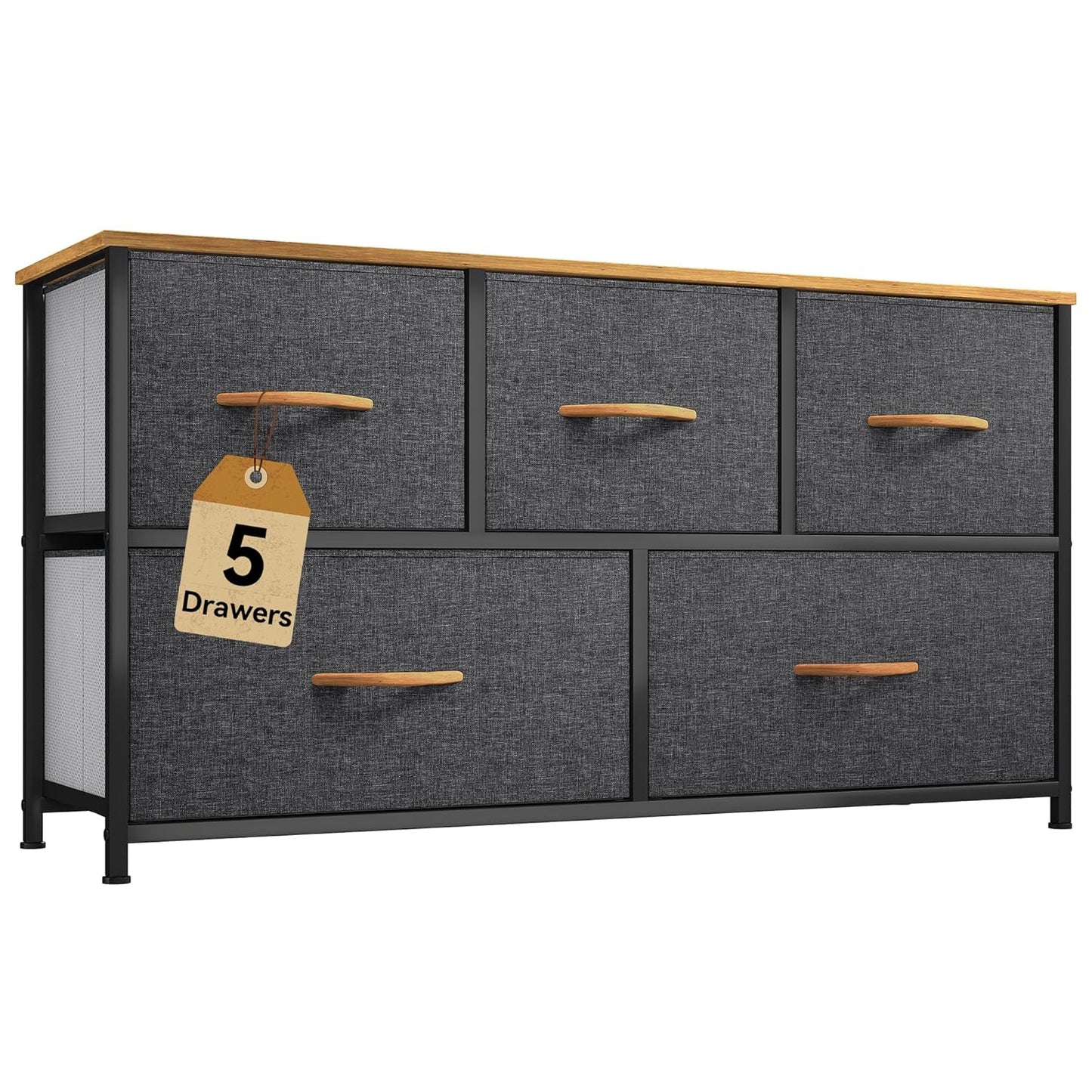 DWVO Dresser with 5 Drawers - Stylish Fabric Storage Tower