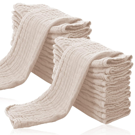 24 Pack Muslin Burp Cloths for Baby - Ultra-Soft Cotton Rags